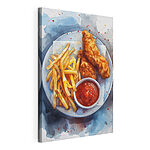 Tableaux Assiette de lamelles de poulet et de frites