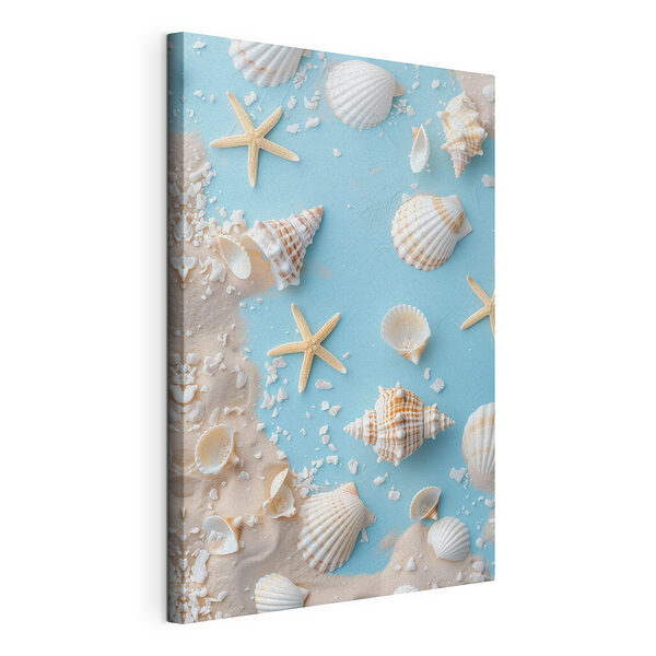 Groupe de coquillages et d'étoiles de mer sur le sable Tableaux Groupe de coquillages et d'étoiles de mer sur le sable