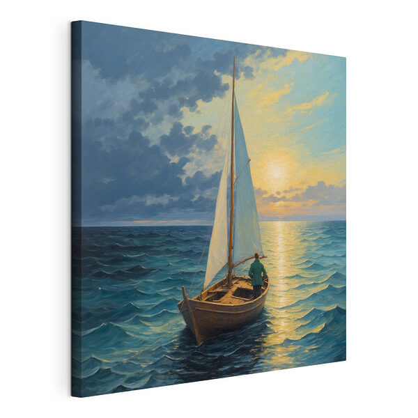 Peinture d'un homme dans un bateau dans l'océan Tableaux Peinture d'un homme dans un bateau dans l'océan