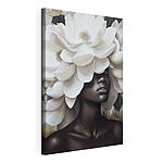 Tableaux Femme avec des fleurs blanches sur la tête