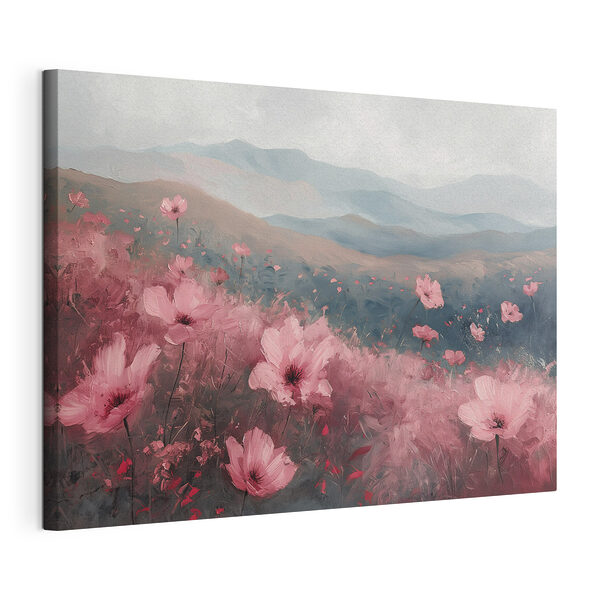 Tableaux Champ de fleurs roses