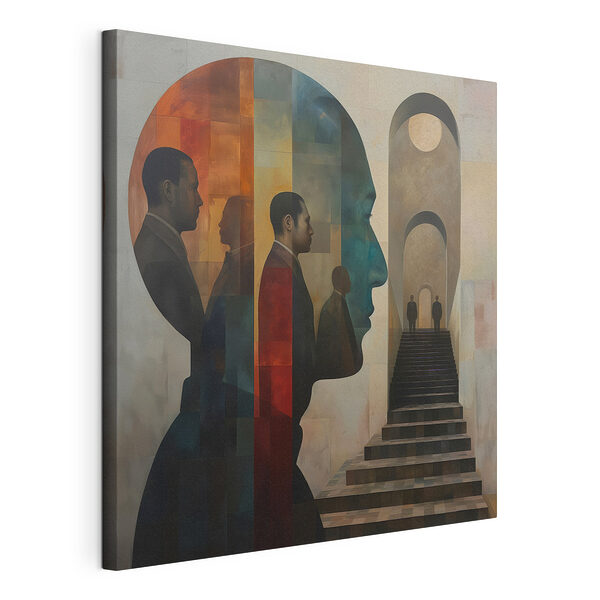 Tableaux Peinture d'un visage d'homme et d'un escalier