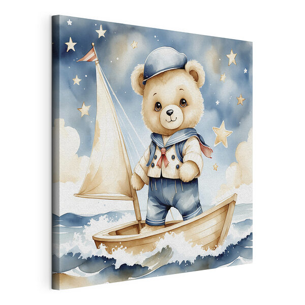 Ourson en costume de marin sur un bateau Tableaux Ourson en costume de marin sur un bateau