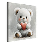 Tableaux Ourson blanc tenant un coeur