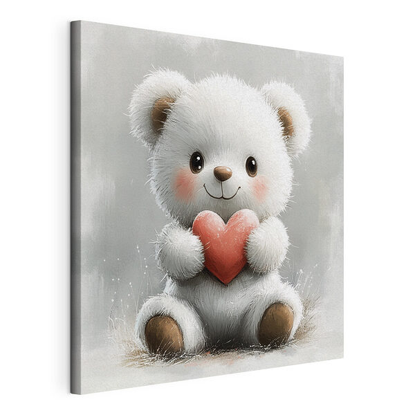 Tableaux Ourson blanc tenant un coeur