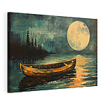 Tableaux Bateau dans l'eau avec la pleine lune en arrière-plan