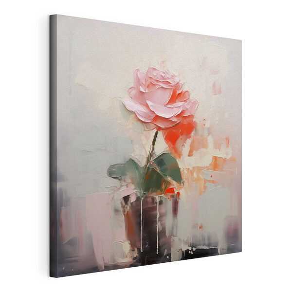 Peinture d'une rose rose dans un pot Tableaux Peinture d'une rose rose dans un pot