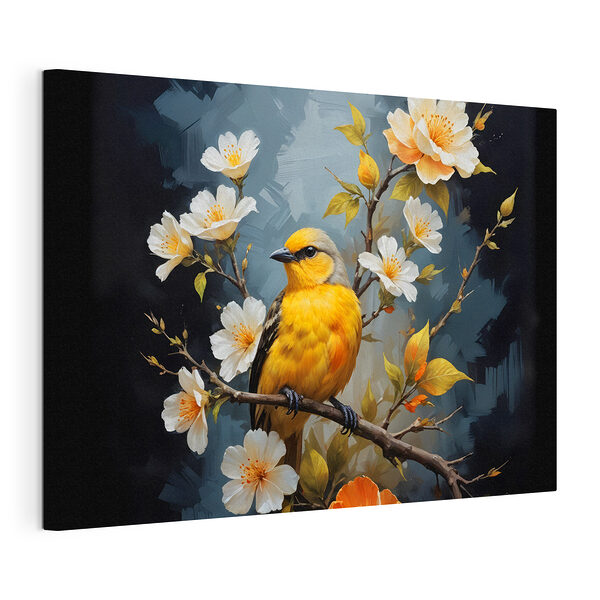 Oiseau sur une branche avec des fleurs Tableaux Oiseau sur une branche avec des fleurs