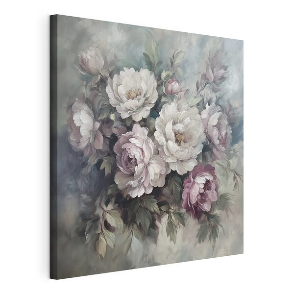 Tableaux Peinture de fleurs sur fond bleu