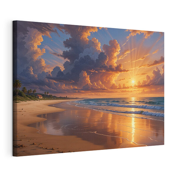 Coucher de soleil sur une plage Tableaux Coucher de soleil sur une plage