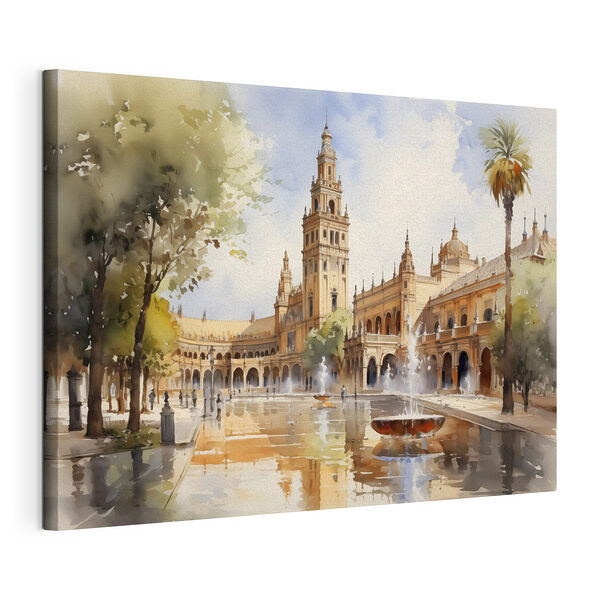 Tableaux Fontaine d'eau devant un bâtiment