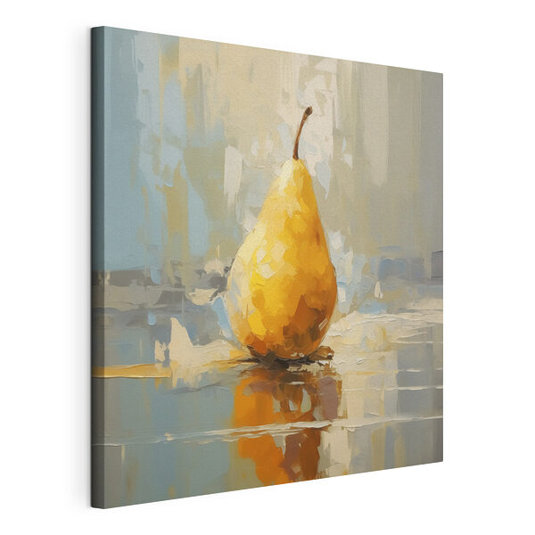 Poire jaune sur une surface réfléchissante Tableaux Poire jaune sur une surface réfléchissante
