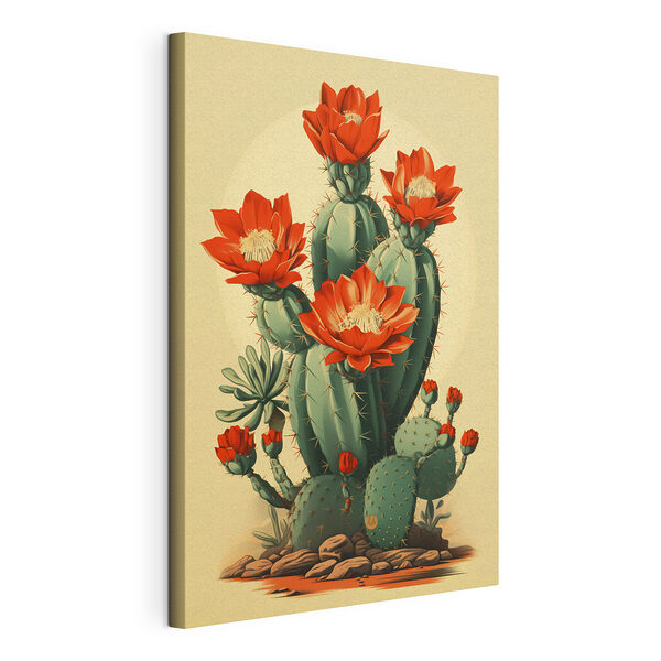 Tableaux Cactus à fleurs rouges
