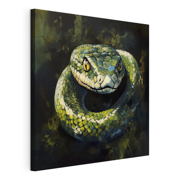Tableaux Serpent vert aux yeux jaunes