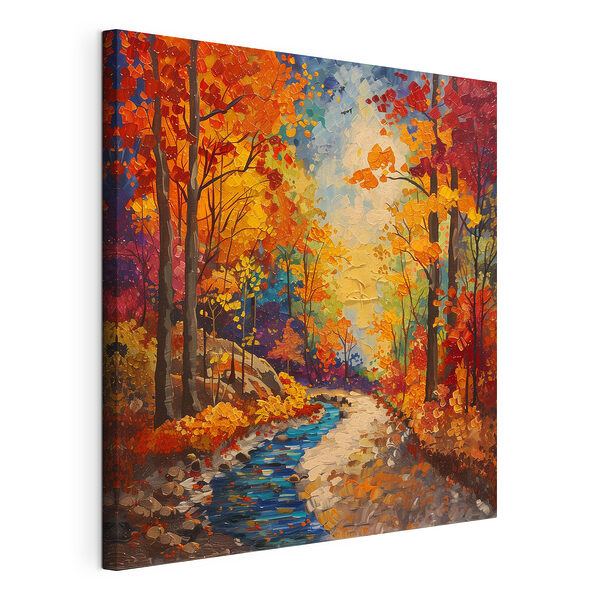 Peinture d'une rivière traversant une forêt Tableaux Peinture d'une rivière traversant une forêt