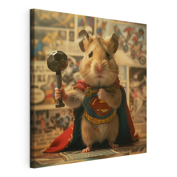 Hamster portant une cape et tenant un marteau Tableaux Hamster portant une cape et tenant un marteau