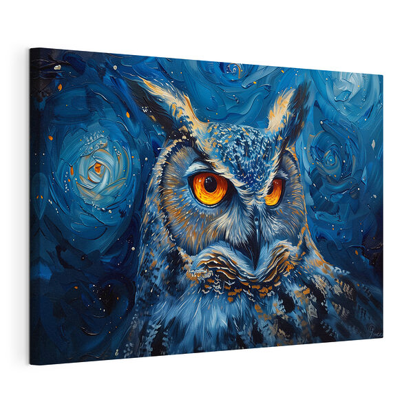 Un hibou aux yeux orange Tableaux Un hibou aux yeux orange