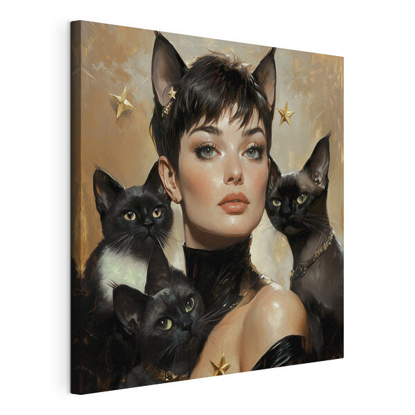 Femme avec des chats autour du cou Tableaux Femme avec des chats autour du cou