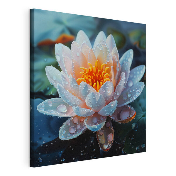 Tableaux Fleur blanche avec gouttes d'eau