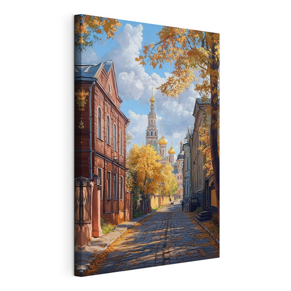 Rue avec bâtiments et arbres Tableaux Rue avec bâtiments et arbres