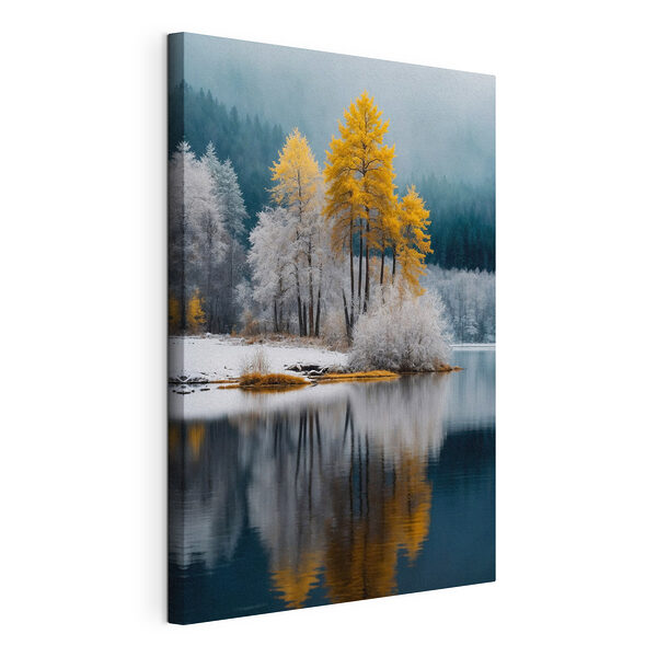 Tableaux Lac avec arbres et neige