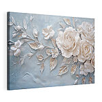Tableaux Fleurs et feuilles blanches sur fond bleu