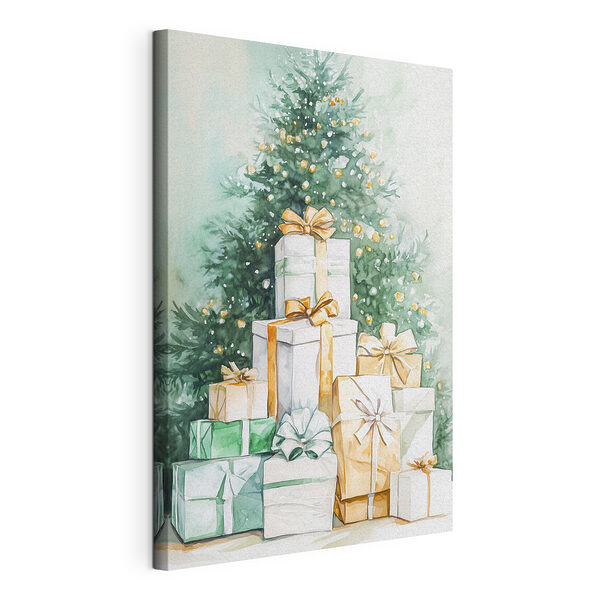 Aquarelle de cadeaux sous un sapin Tableaux Aquarelle de cadeaux sous un sapin
