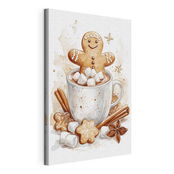Tableaux Bonhomme de pain d'épices dans une tasse de chocolat chaud