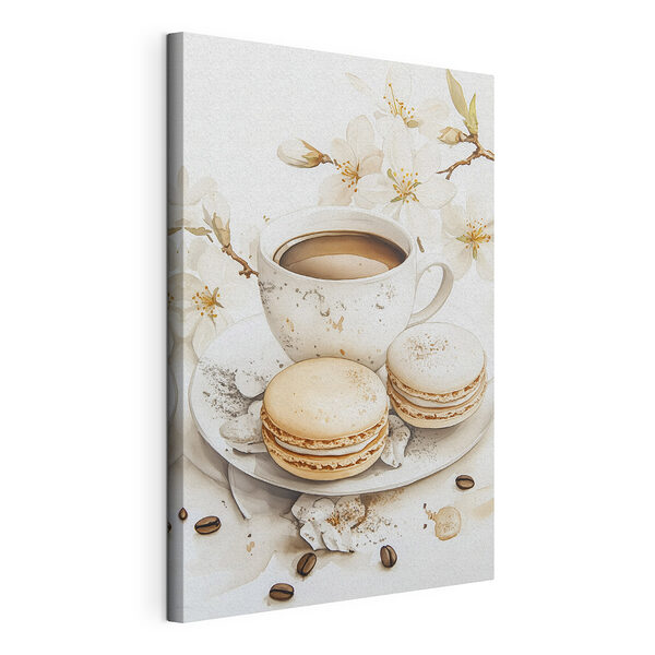 Tasse de café et biscuits sur une assiette Tableaux Tasse de café et biscuits sur une assiette