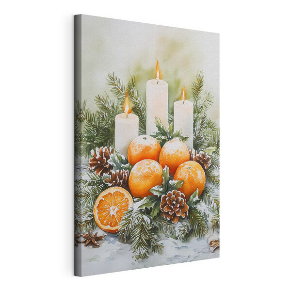 Peinture d'oranges et de bougies Tableaux Peinture d'oranges et de bougies