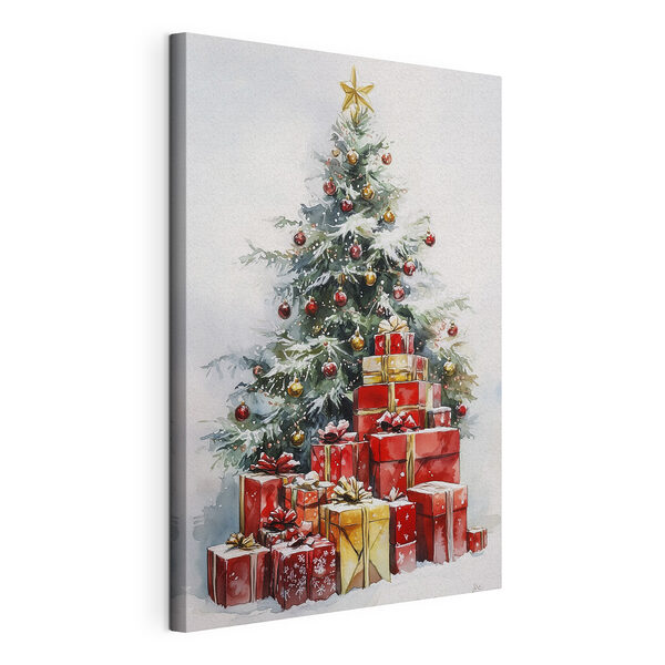 Aquarelle de cadeaux sous un arbre de Noël Tableaux Aquarelle de cadeaux sous un arbre de Noël