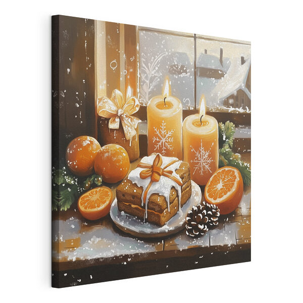 Nourriture et bougies sur une table Tableaux Nourriture et bougies sur une table