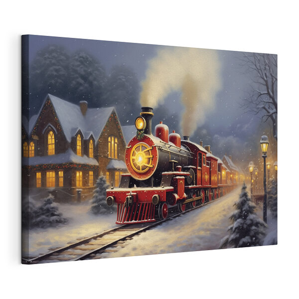 Train sur les rails dans la neige Tableaux Train sur les rails dans la neige
