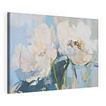 Tableaux Peinture de fleurs sur fond bleu