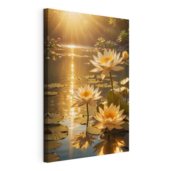 Tableaux Groupe de fleurs blanches dans un étang