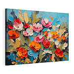 Tableaux Peinture de fleurs sur une surface bleue