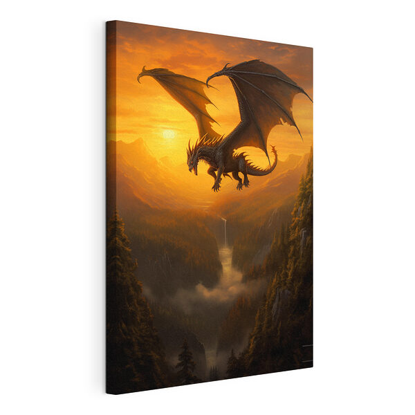 Dragon survolant une vallée Tableaux Dragon survolant une vallée