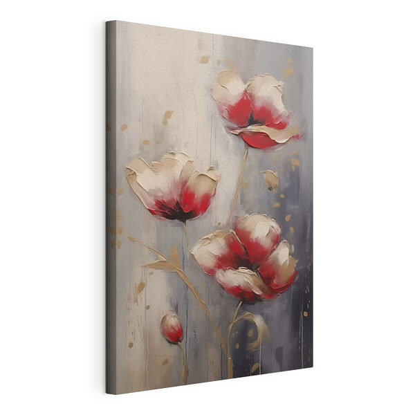 Tableaux Peinture de fleurs sur fond gris