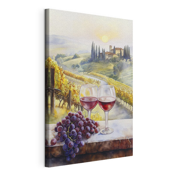 Aquarelle de verres à vin et de raisins Tableaux Aquarelle de verres à vin et de raisins