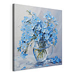 Tableaux Peinture de fleurs bleues dans un vase en verre