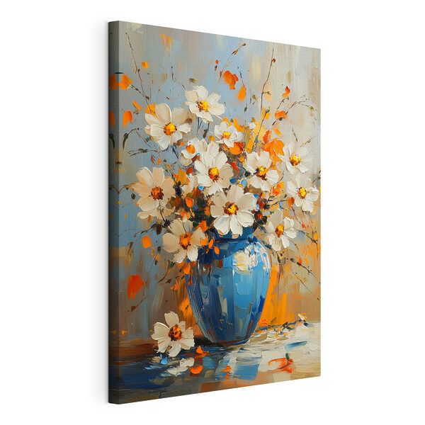 Peinture de fleurs dans un vase bleu Tableaux Peinture de fleurs dans un vase bleu