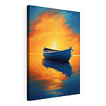 Tableaux Bateau sur l'eau avec coucher de soleil en arrière-plan