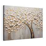 Tableaux Peinture d'un arbre avec des fleurs blanches