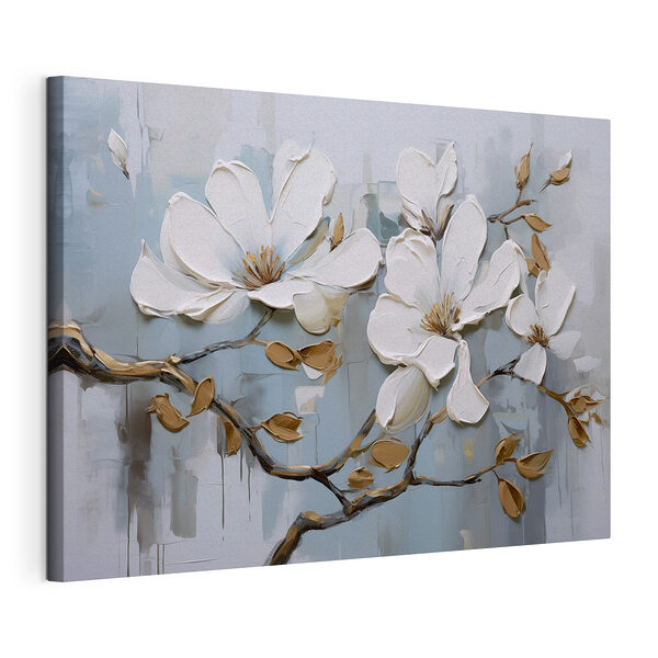 Peinture de fleurs blanches sur une branche Tableaux Peinture de fleurs blanches sur une branche