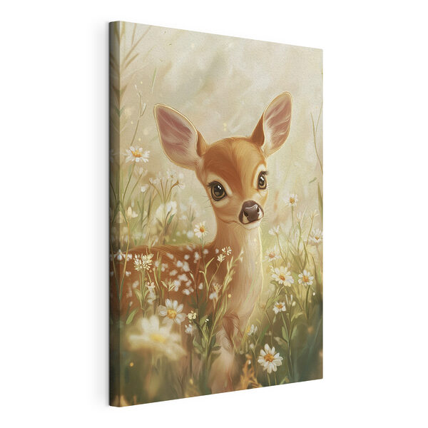 Tableaux Bébé cerf dans un champ de fleurs