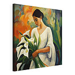 Tableaux Peinture d'une femme tenant des fleurs