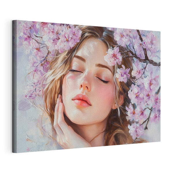 Une douce beauté entourée de fleurs Tableaux Une douce beauté entourée de fleurs