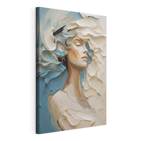 Peinture d'une femme avec de la peinture blanche et bleue Tableaux Peinture d'une femme avec de la peinture blanche et bleue