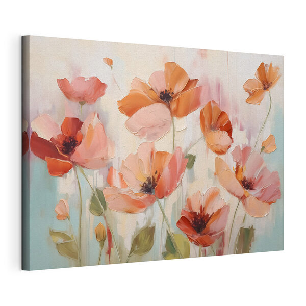 Tableaux Peinture de fleurs sur une surface blanche