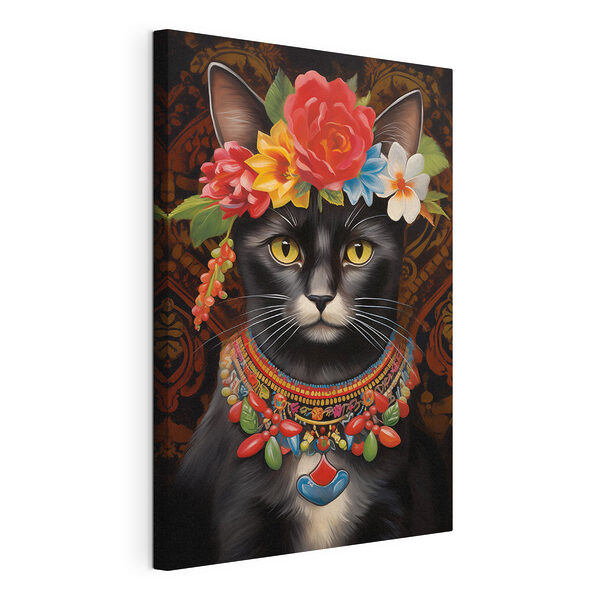 Chat portant une couronne de fleurs Tableaux Chat portant une couronne de fleurs